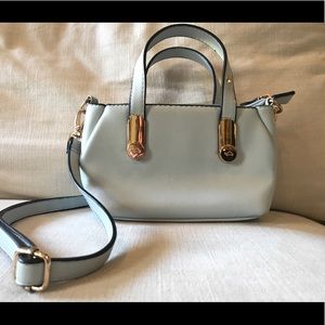 Baby Blue Aldo purse with turtle buttons